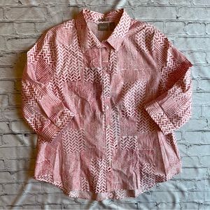 Chicos Wrinkle Resistant Blouse “3” Pink 3/4 Sleeve